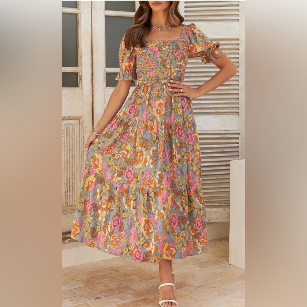 New Zesica woman’s summer, BoHo floral, long maxi, dress size small